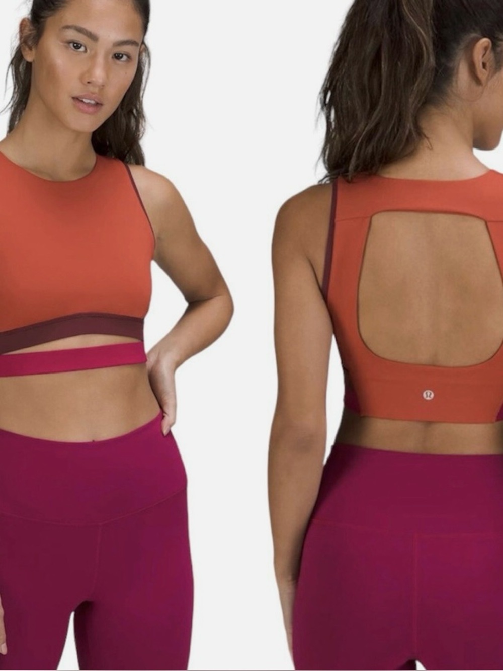 lululemon athletica Rust Orange and Burgundy Cutout Sport Bra